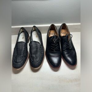 LOT OF 2! Sofft & Franco Sarto Womens Black Oxford Flats Heels Work Career 8